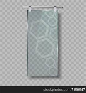 Sliding Glass Door With Chrome Handle And Hinges Vector. Elegant Transparency Door Entrance To Restaurant Or Cafe. Architecture Interior And Exterior Access Element Realistic Illustration. sliding Glass Door With Handle And Hinges Vector