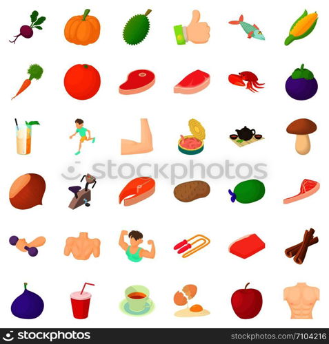 Slim icons set. Cartoon style of 36 slim vector icons for web isolated on white background. Slim icons set, cartoon style