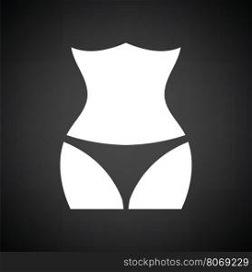 Slim waist icon. Black background with white. Vector illustration.