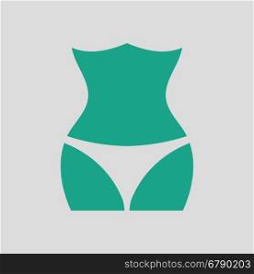 Slim waist icon. Gray background with green. Vector illustration.