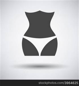 Slim waist icon on gray background with round shadow. Vector illustration.