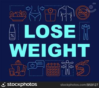 Slimming, lose weight word concepts banner. Healthy lifestyle presentation, website. Isolated lettering typography idea with linear icons. Vitamin diet, calories burn. Vector outline illustration