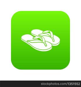Slipper icon green vector isolated on white background. Slipper icon green vector