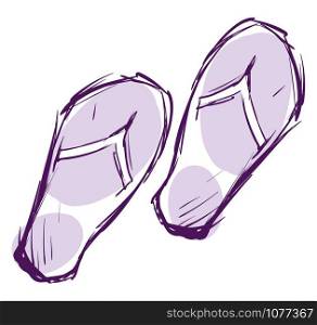 Slippers drawing, illustration, vector on white background.