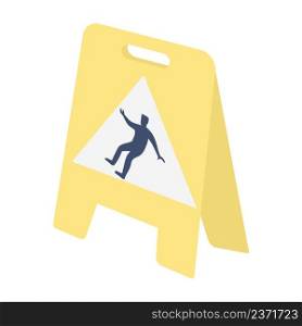 Slippery floor warning sign semi flat color vector object. Full sized item on white. Accident risk. Slick floors caution simple cartoon style illustration for web graphic design and animation. Slippery floor warning sign semi flat color vector object