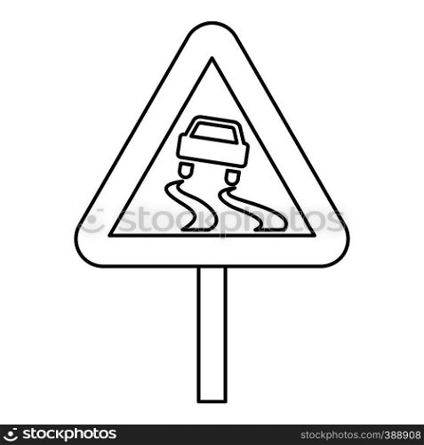 Slippery road icon. Outline illustration of slippery road vector icon for web. Slippery road icon, outline style