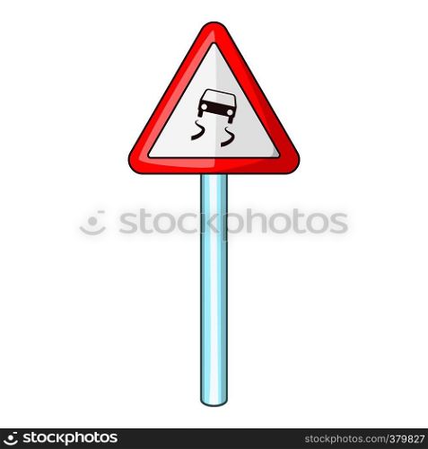 Slippery when wet road sign icon. Cartoon illustration of slippery when wet road sign vector icon for web. Slippery when wet road sign icon, cartoon style