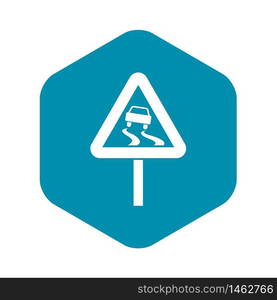 Slippery when wet road sign icon. Simple illustration of slippery when wet road sign vector icon for web. Slippery when wet road sign icon, simple style