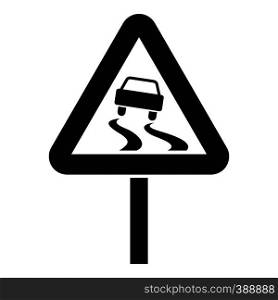 Slippery when wet road sign icon. Simple illustration of slippery when wet road sign vector icon for web. Slippery when wet road sign icon, simple style