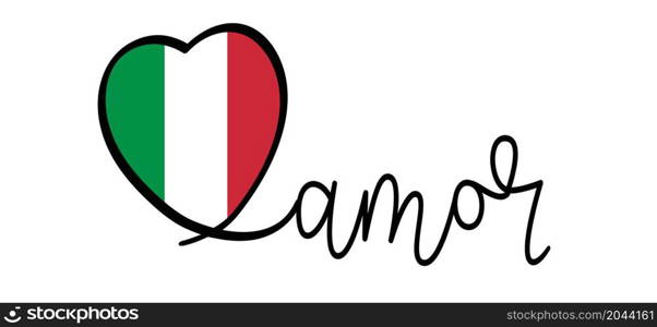 Slogan amor, Italy word meaning love, with heart symbol. Love heart month or happy singles day background. Happy valentines day on february 14 ( valentine, valentines day ). Fun vector romance or romantic quote