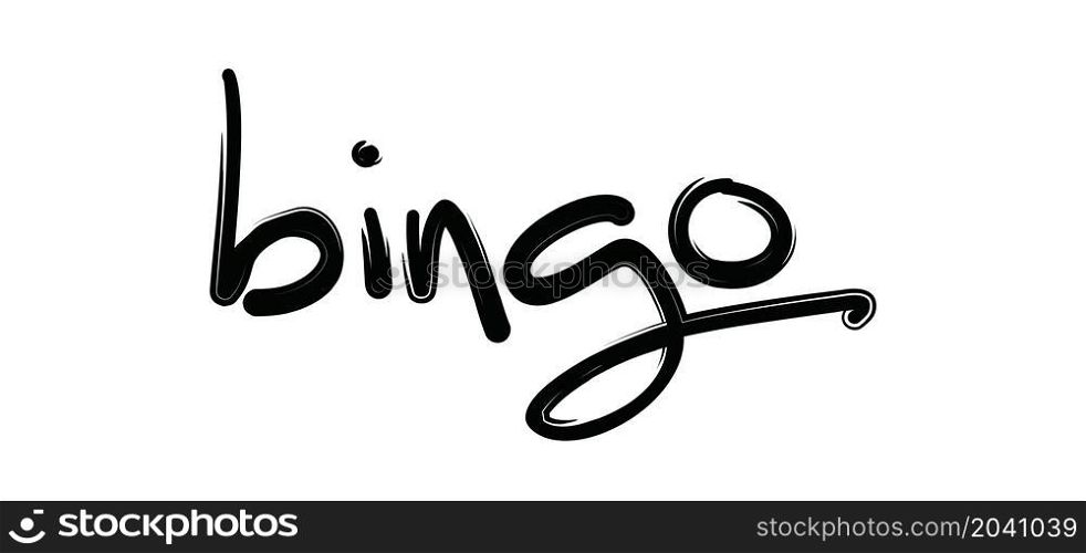 Slogan bingo for lottery. Game of chance to win for young and old. Cartoon vector logo or symbol