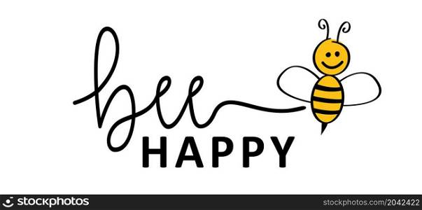 Slogan Don't worry Bee happy. Abstract yellow beehive raster background. Honeycomb cells pattern. Funny cute flying bee honey shapes. Vector for banner or wallpaper. Texture signs. Dont worry Be happy