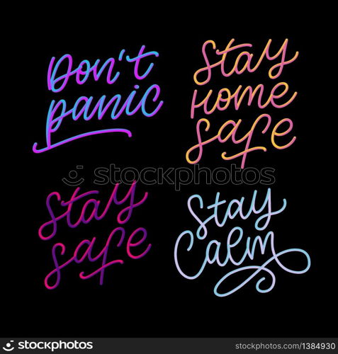 Slogan stay home safe quarantine pandemic letter text words calligraphy vector. Slogan stay home safe quarantine pandemic letter text words calligraphy vector illustration