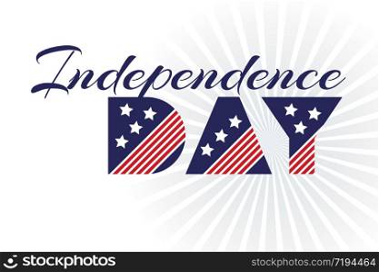 Slogan vector print for celebration design 4 th july in vintage style with text The land of the free Independence day. Vector illustration. American independence Patriot day background. Slogan vector print for celebration design 4 th july in vintage style on white background with text Independence day