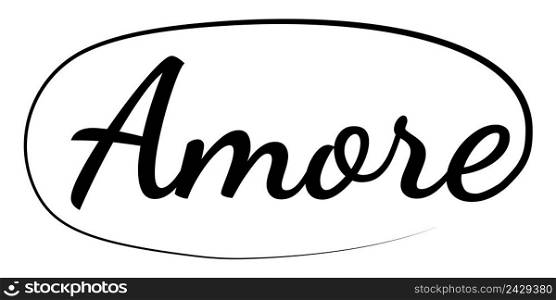 slogan word AMORE phrase graphic, vector amore print fashion lettering on clothes calligraphy