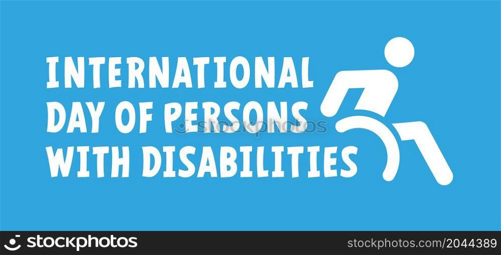 Slogan World Disability Day. 3 december. International day of persons with disabilities. Sign for people with a handicap, wheelchair, cripple, blind, deaf, invalid physical problem. Vector quote icon. IDPwD
