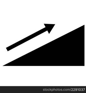 slope with arrow upward icon on white background. Uphill sign. flat style.
