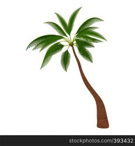 Sloped palm tree icon. Cartoon illustration of sloped palm tree vector icon for web. Sloped palm tree icon, cartoon style
