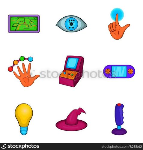 Slot machine icons set. Cartoon set of 9 slot machine vector icons for web isolated on white background. Slot machine icons set, cartoon style