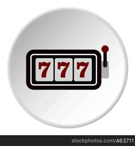 Slot machine with three sevens icon in flat circle isolated vector illustration for web. Slot machine with three sevens icon circle