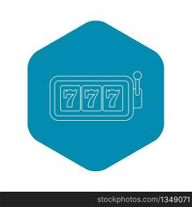 Slot machine with three sevens icon. Outline illustration of slot machine with three sevens vector icon for web. Slot machine with three sevens icon, outline style