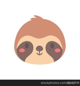 Sloth vector. cute animal face design for kids.