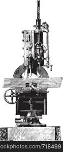 Slotting machine, Front view, vintage engraved illustration. Industrial encyclopedia E.-O. Lami - 1875.
