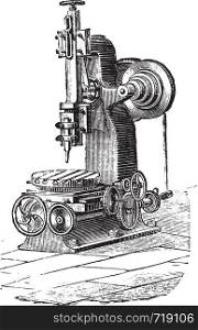 Slotting machine, vintage engraved illustration. Industrial encyclopedia E.-O. Lami - 1875.