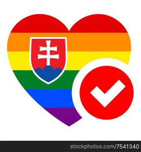 Slovak LGBT flag in heart shape, vector illustration for your design. flag in heart shape, vector illustration for your design