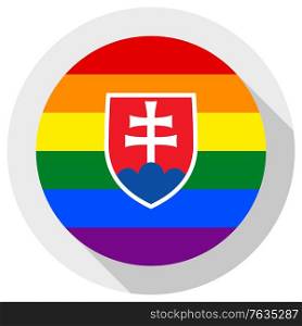 slovak LGBT flag, round shape icon on white background