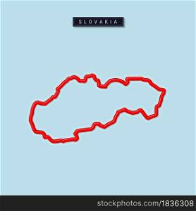 Slovakia bold outline map. Glossy red border with soft shadow. Country name plate. Vector illustration.. Slovakia bold outline map. Vector illustration