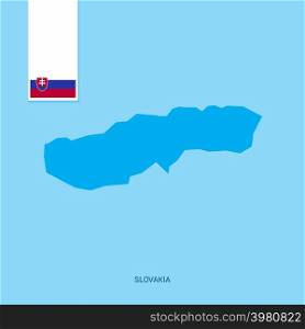 Slovakia Country Map with Flag over Blue background