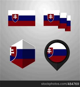 Slovakia flag design set vector