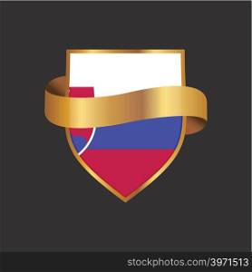 Slovakia flag Golden badge design vector