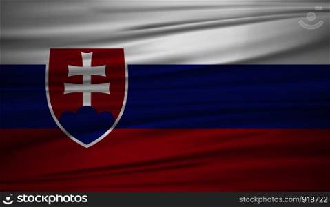 Slovakia flag vector. Vector flag of Slovakia blowig in the wind. EPS 10.