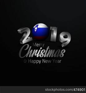 Slovenia Flag 2019 Merry Christmas Typography. New Year Abstract Celebration background