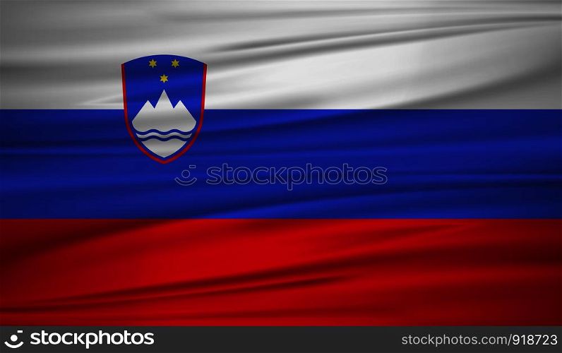 Slovenia flag vector. Vector flag of Slovenia blowig in the wind. EPS 10.