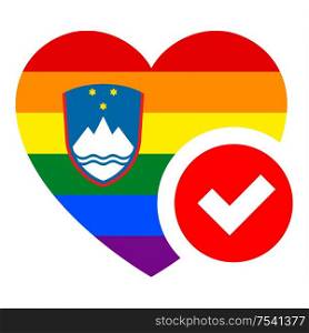 Slovenian LGBT flag in heart shape, vector illustration for your design. flag in heart shape, vector illustration for your design