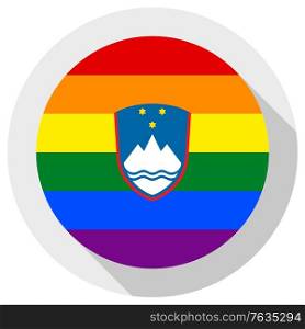 slovenian LGBT flag, round shape icon on white background