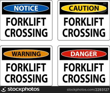 Slow Forklift Crossing Sign On White Background