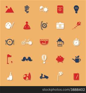 Slow life activity classic color icons with shadow, stock vector