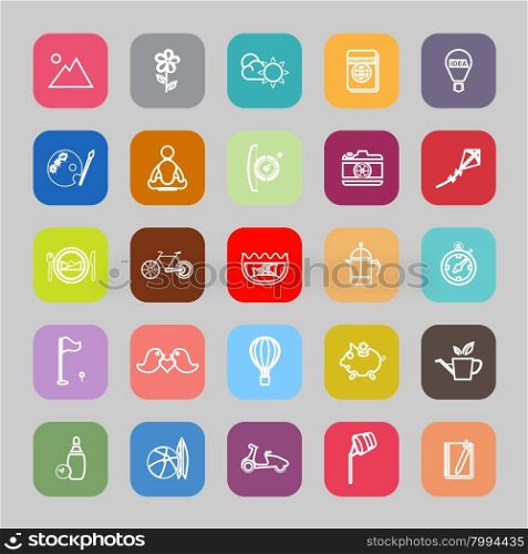 Slow life activity flat line icons , stock vector