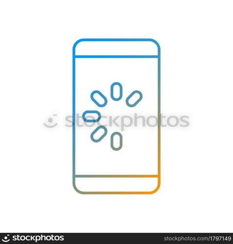 Slow phone gradient linear vector icon. Speed up mobile phone. Lagging and freezing issue. Cellphone speed malfunction. Thin line color symbols. Modern style pictogram. Vector isolated outline drawing. Slow phone gradient linear vector icon