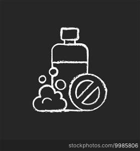 Sls free chalk white icon on black background. Creation of cosmetics without harmful chemical additives. Natural cosmetics. Ecology movement. Isolated vector chalkboard illustration. Sls free chalk white icon on black background