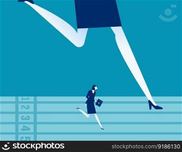 Small and medium enterprise fight with large company in runing race track. Business competition