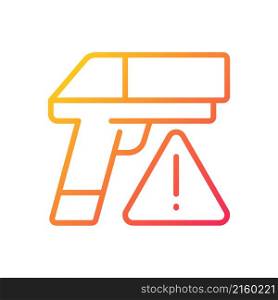 Small arms smuggling gradient linear vector icon. Weapon trafficking. Ammunition contraband. Guns illicit trade. Thin line color symbol. Modern style pictogram. Vector isolated outline drawing. Small arms smuggling gradient linear vector icon