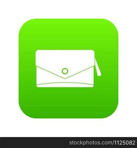 Small bag icon digital green for any design isolated on white vector illustration. Small bag icon digital green