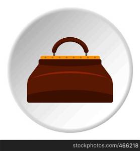 Small bag icon in flat circle isolated on white vector illustration for web. Small bag icon circle