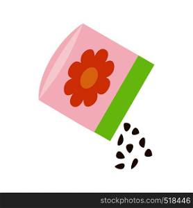 Small bag of flower seeds icon in isometric 3d style on a white background. Small bag of flower seeds icon, isometric 3d style