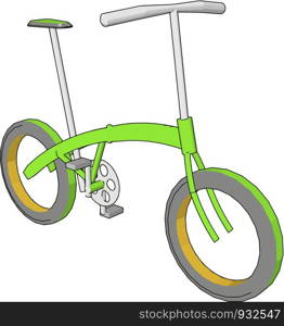 small bicycle with simple structure green in color with one seat two pedals and two wheels Very user friendly cheaper light transport vehicle vector color drawing or illustration